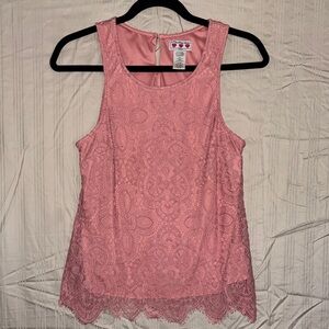 Three Hearts Pink Lace Tank Top
